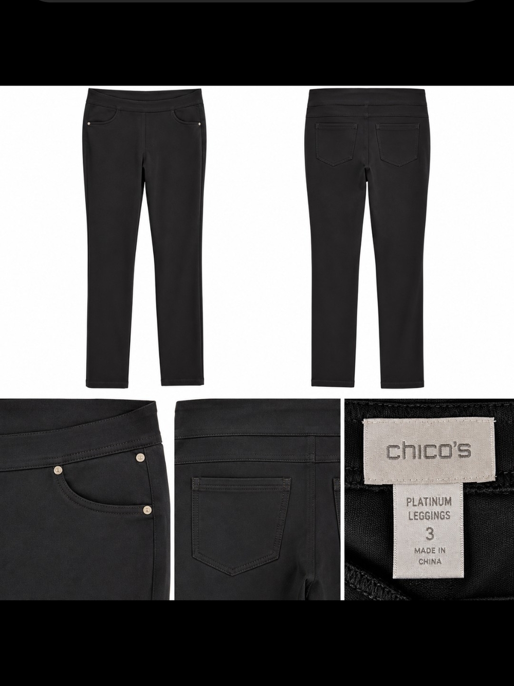Chico's Black Platinum Pull-On Jeggings